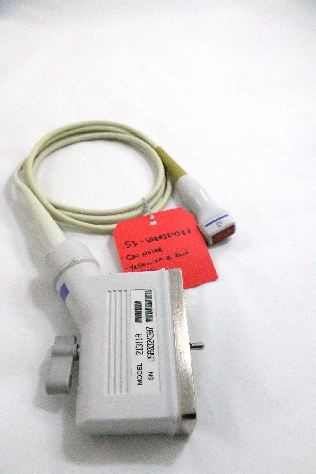 overehead probe white with red tag